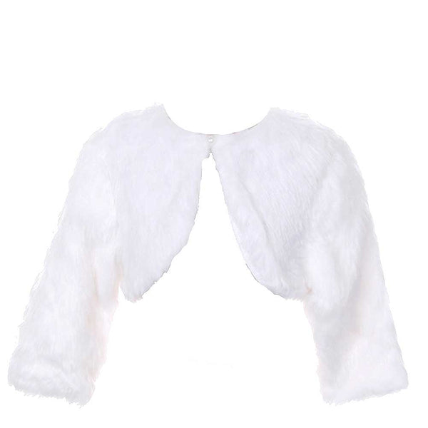 Rain Kids White Faux Pearl Button Special Occasion Shrug Girl 4-14 - SophiasStyle.com